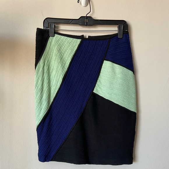Anthropologie Maeve Colorblock Black and Mint Pencil Skirt Sz 8 - Picture 2 of 4